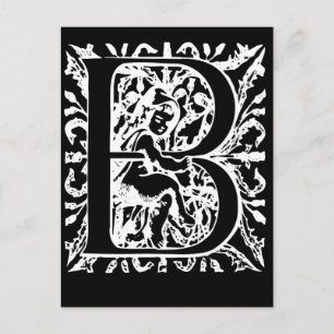 Svartvita monogramkort brev B Vykort