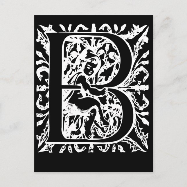Svartvita monogramkort brev B Vykort (Framsida)