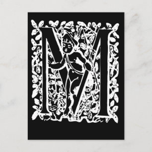 Svartvita monogramkort för brev M Vykort
