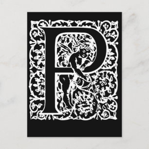 Svartvita monogramkort för brev P Vykort