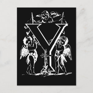 Svartvita monogramkort för brev Y Vykort