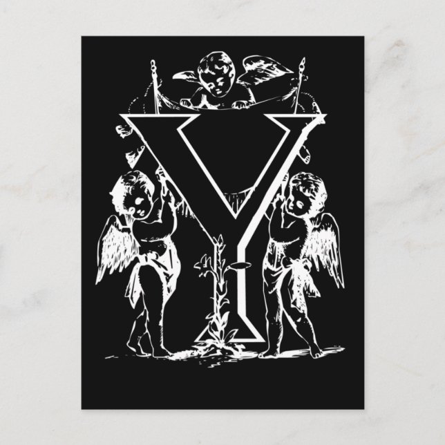 Svartvita monogramkort för brev Y Vykort (Framsida)