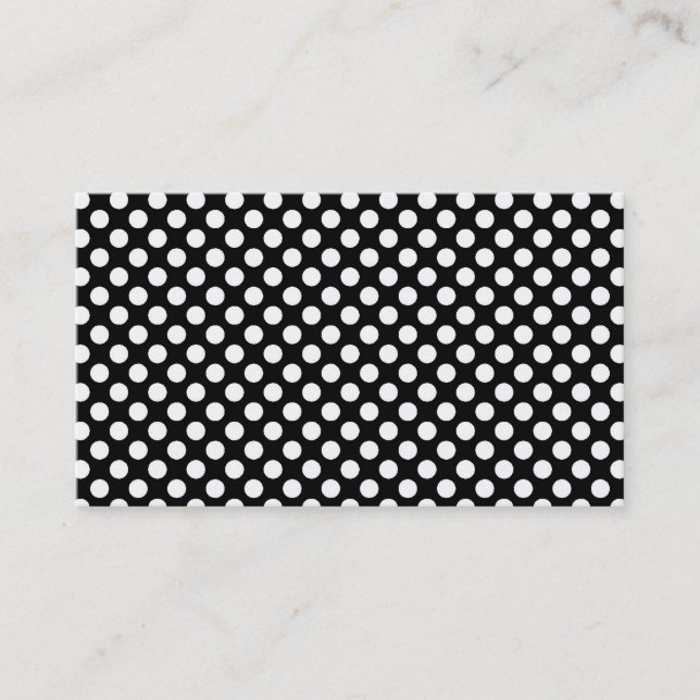 Svartvita och vita enkla affärskort av polka dots, visitkort (Framsida)