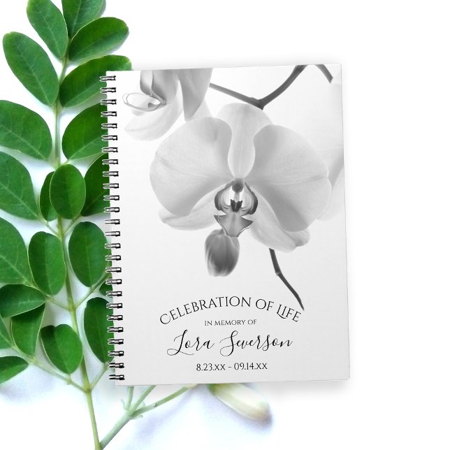 Svartvita Orchids Firande i Life Guest Bok Anteckningsbok (Skapare uppladdad)