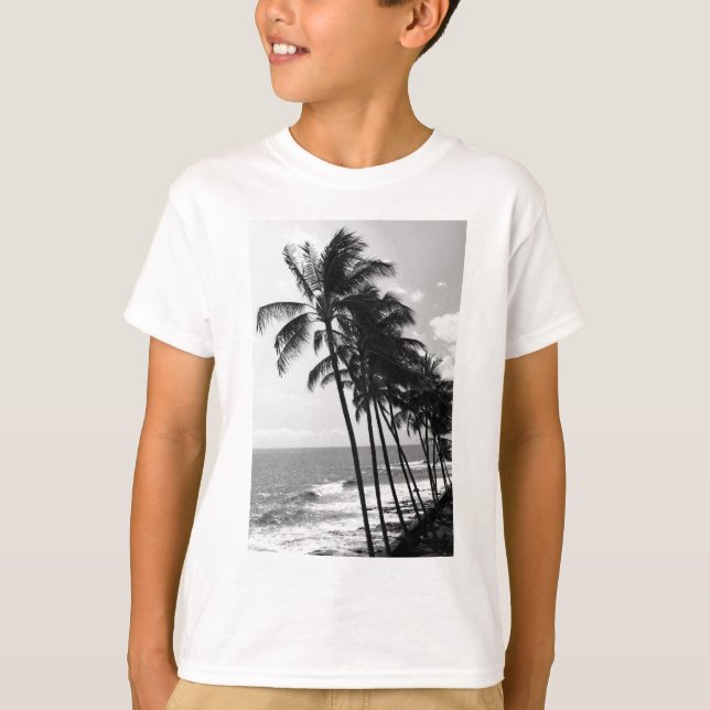 Svartvita palmträd t-shirt (Framsida)