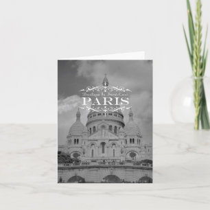 Svartvita Paris reser Notecard Sacre Coeur Kort
