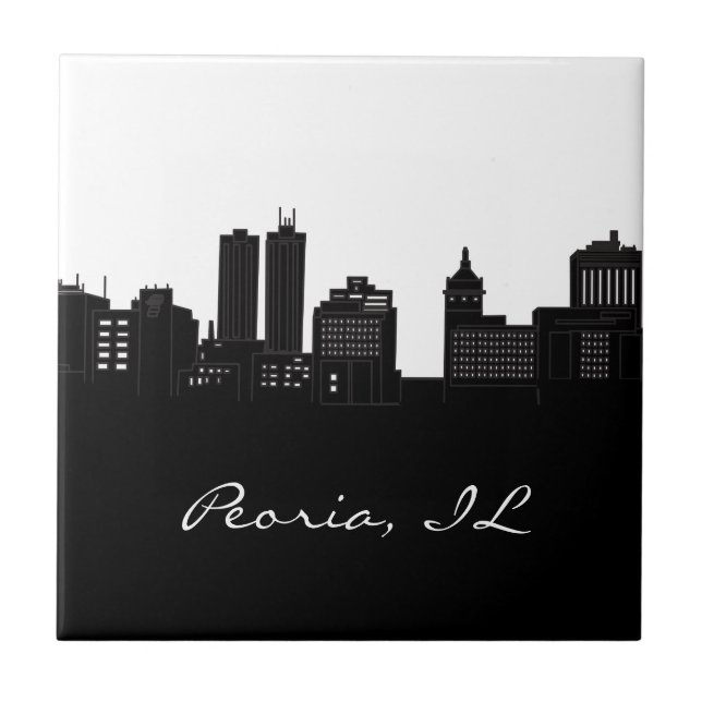 Svartvita Peoria, Illinois horisont Kakelplatta (Framsidan)