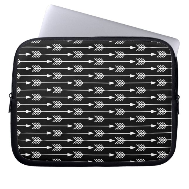 Svartvita pilar Mönster Laptop Sleeve (Framsidan)