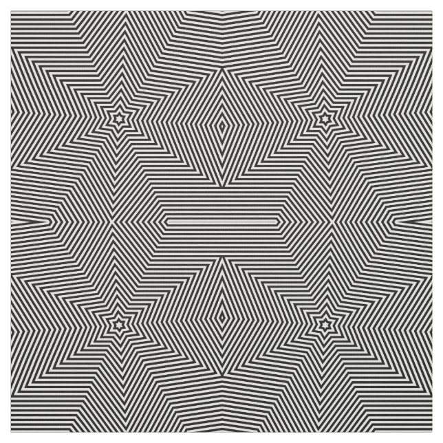 Svartvita pilar Stars Geometric Print Tyg (Provkarta)