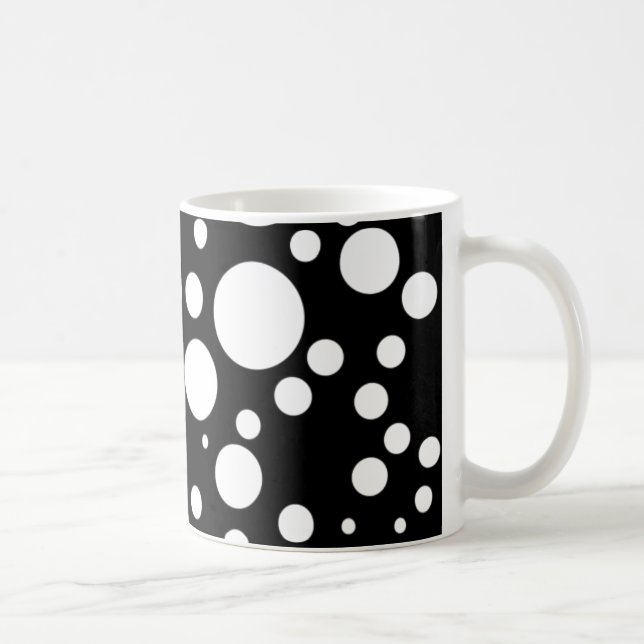 svartvita polka-prickar kaffemugg (Höger)