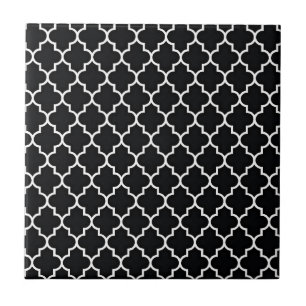 Svartvita Quatrefoil Kakelplatta