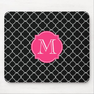 Svartvita Quatrefoil med monogramen Musmatta