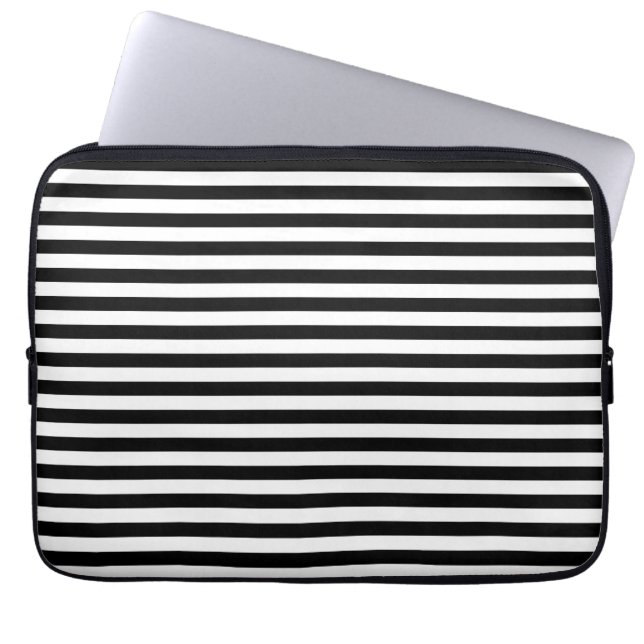 Svartvita randar för klassiker laptop sleeve (Framsidan)