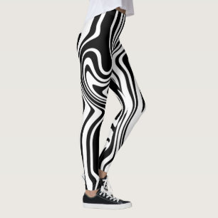 Svartvita, randiga, Abstrakterna, Leggings