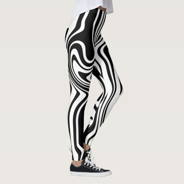 Svartvita, randiga, Abstrakterna,  Leggings (Höger)