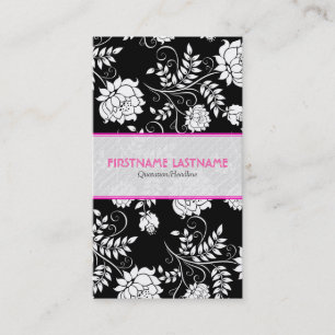 Svartvita Retro-blommor och skärmsläckare Visitkort
