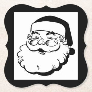 Svartvita Retro Santa Underlägg Papper