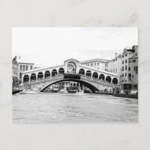 Svartvita Rialto överbryggar, Venice. Vykort