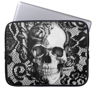 Svartvita ro och snöreskalle laptop sleeve