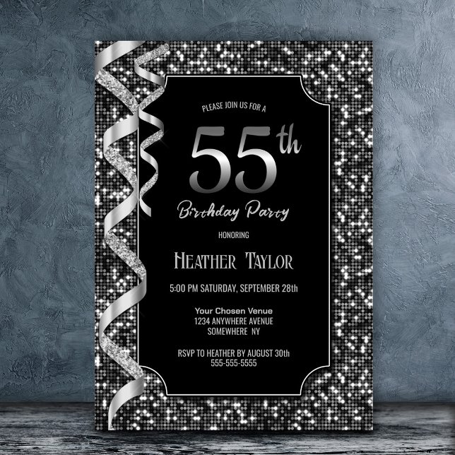 Svartvita sekvenser 55:e Födelsedagsfesten Inbjudningar (Skapare uppladdad)