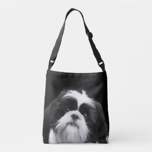 Svartvita Shih Tzu hänger lös Axelväska