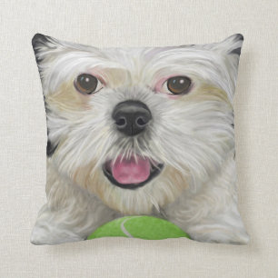Svartvita Shih Tzu kudder med tennisboll Kudde