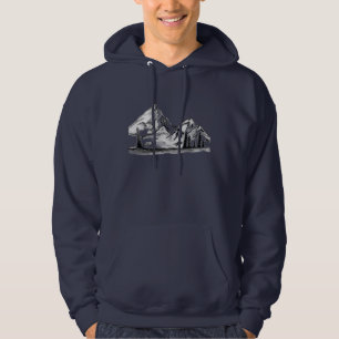 Svartvita skisser på herr hoodie