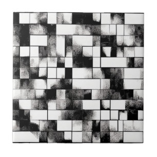 Svartvita små, moderna, geometriska mönster-platto kakelplatta