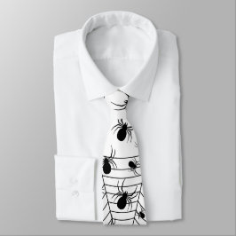 Svartvita spindlar spindelnät Halloween mönster Slips