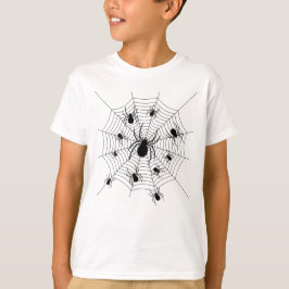 Svartvita spindlar spindelnät Halloween mönster T Shirt