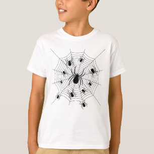 Svartvita spindlar spindelnät Halloween mönster T Shirt