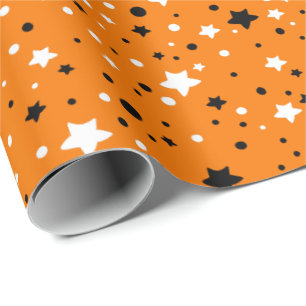 Svartvita stjärnor på orangen presentpapper