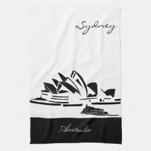 Svartvita Sydney, Australien Kökshandduk