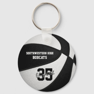 svartvita team färg-pojkar basketboll nyckelring