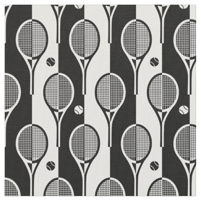 Svartvita tennisracketar XL Tyg (Närbild)