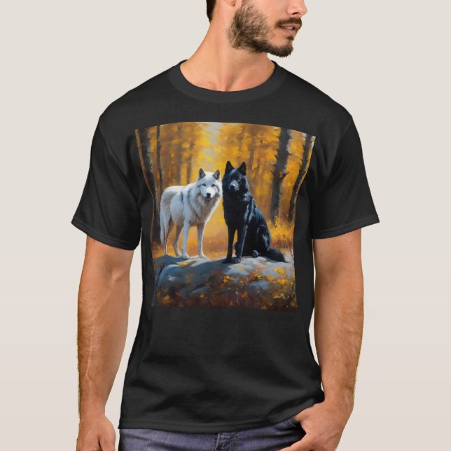 Svartvita Vargar T Shirt (Framsida)