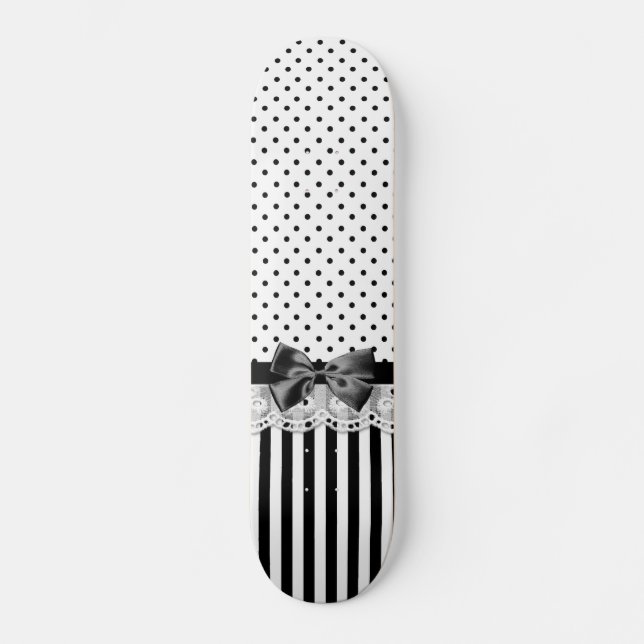 Svartvita Victorianrandar med pilbågen Skateboard Bräda 19,5 Cm (Framsida)