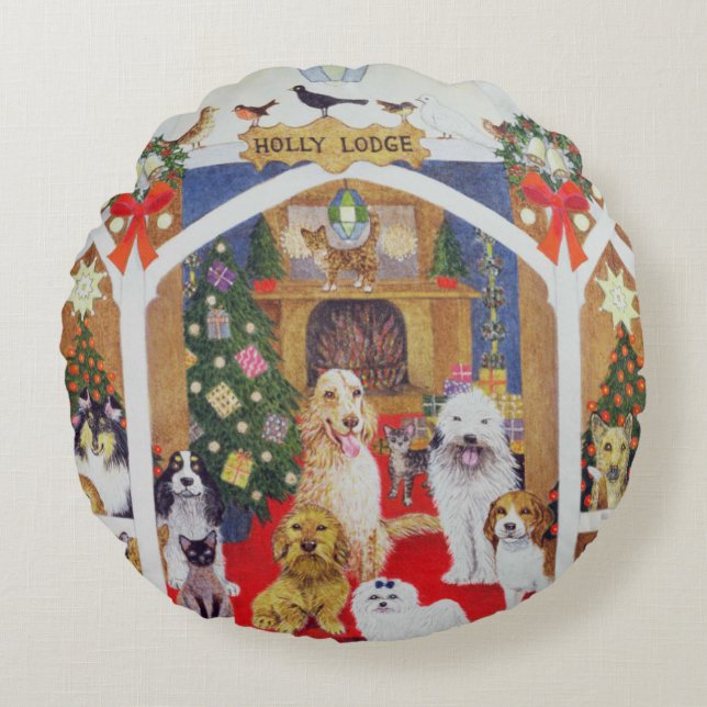 Svartvita whiskers rund kudde (Framsidan)