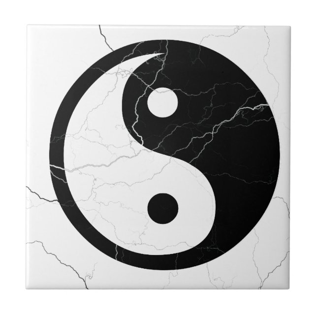Svartvita Yin och Yang Kakelplatta (Framsidan)