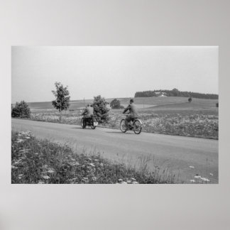 Svartvitt 1968 motorcykelcykel poster