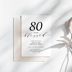 Svartvitt   80 år, 80:e Födelsedagsfesten förlorad Inbjudningar