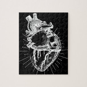 Svartvitt Anatomical hjärtapussel Pussel