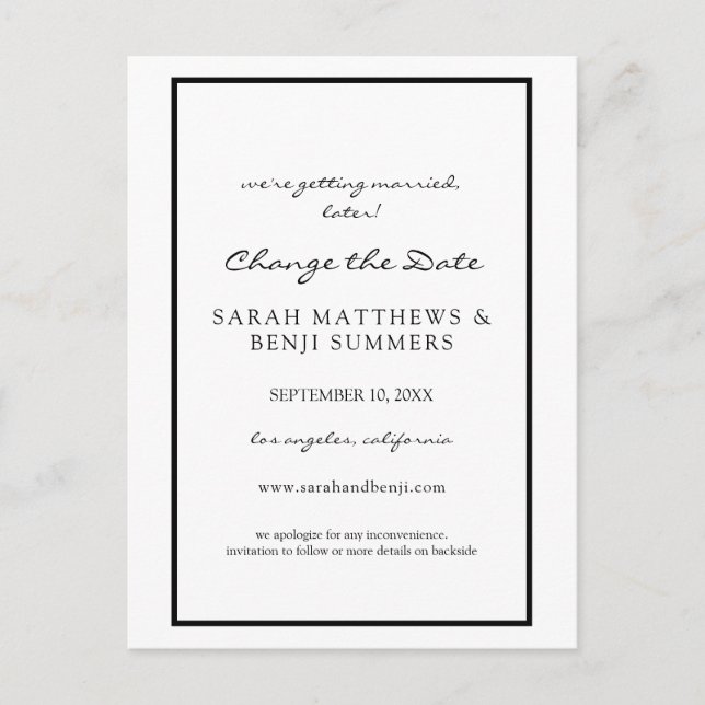 Svartvitt Ändra vykort för datum (Framsida)