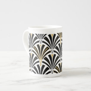 Svartvitt art décofläktmönster - benporslin mugg