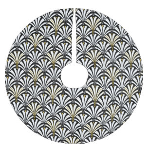 Svartvitt art décofläktmönster - julgransmatta borstad polyester