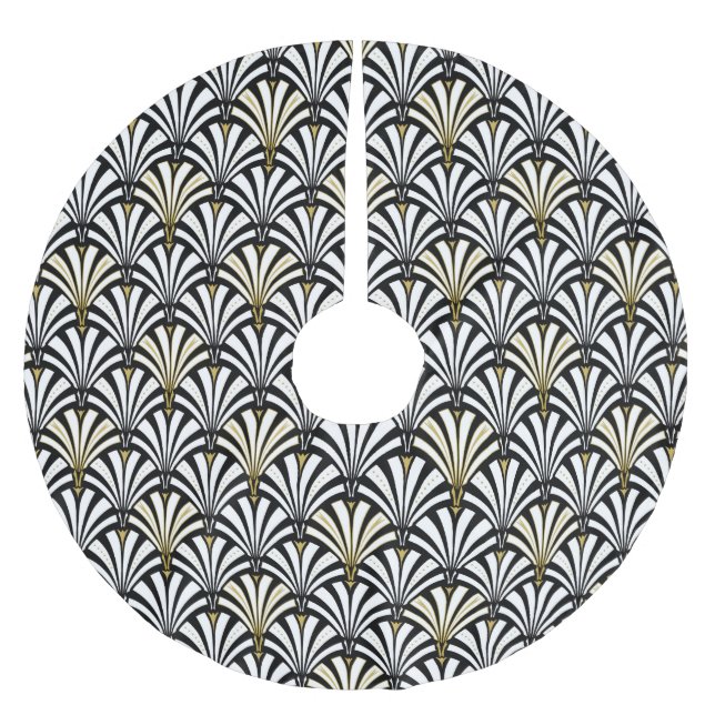 Svartvitt art décofläktmönster - julgransmatta borstad polyester (Framsidan)