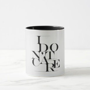 Svartvitt att bry sig jag inte typografidesign mugg