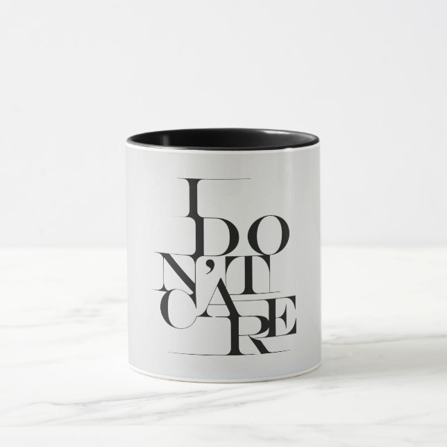 Svartvitt att bry sig jag inte typografidesign mugg (Center)