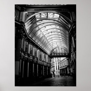 Svartvitt avbilda av Leadenhall marknadsför Londo Poster