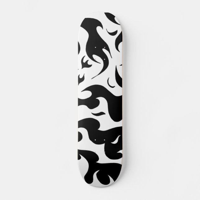 svartvitt avfyra designskateboarden skateboard bräda 19,5 cm (Framsida)
